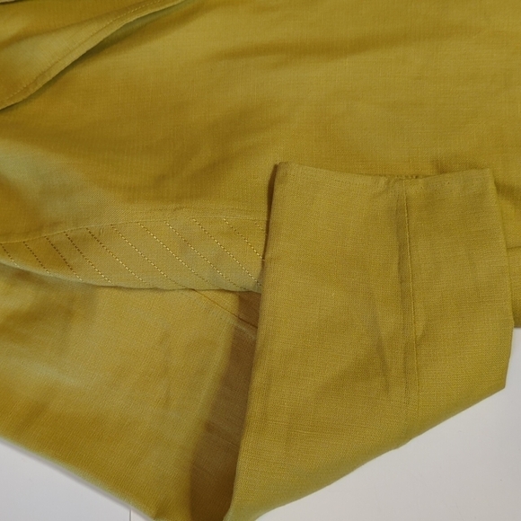 Ellen Tracey 100% linen green blazer open front chartreuse green blazer. Sz 14 - Picture 2 of 9